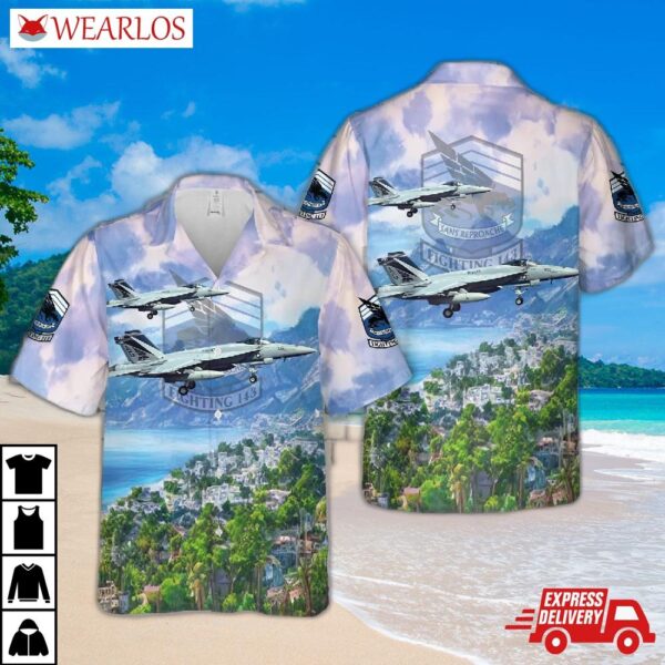 Us Navy F/a-18e Super Hornet Of Vfa-143 "pukin Dogs" Hawaiian Shirt