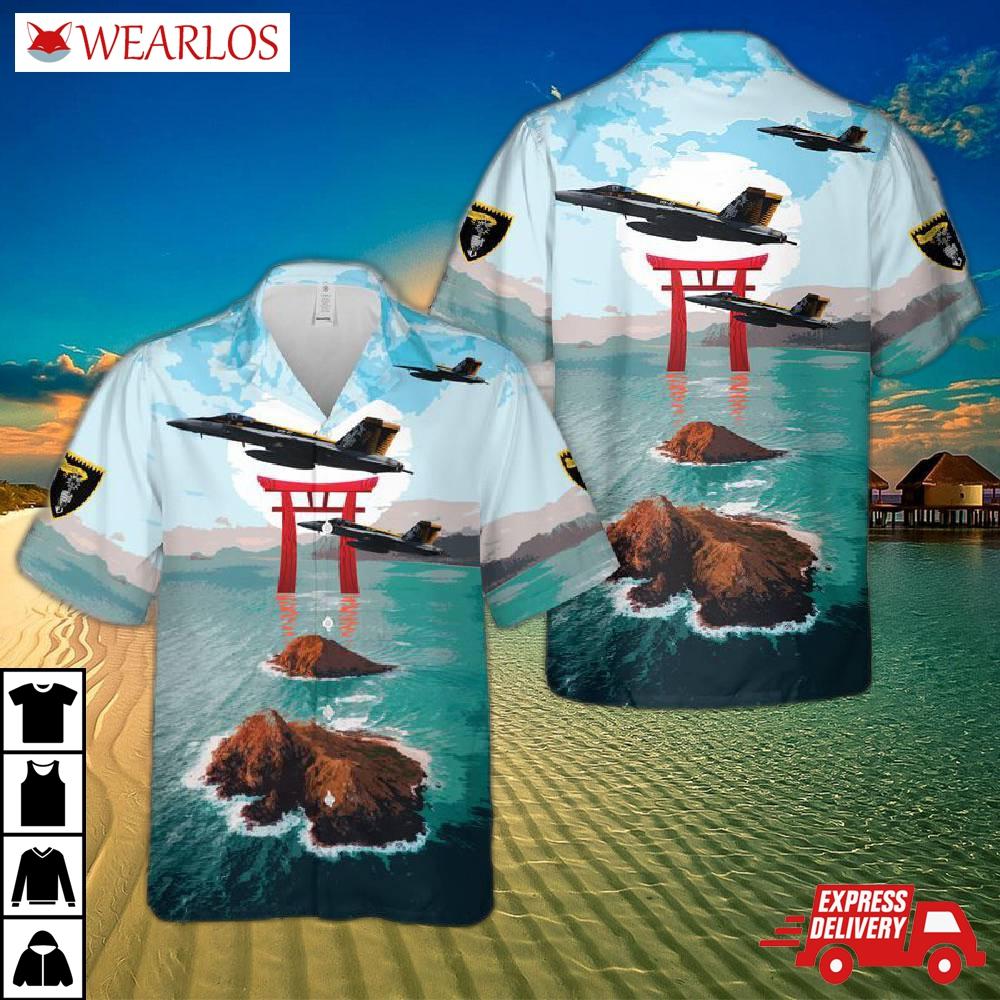 Us Navy F/a-18e Super Hornet Of Vfa-27 Royal Maces Hawaiian Shirt