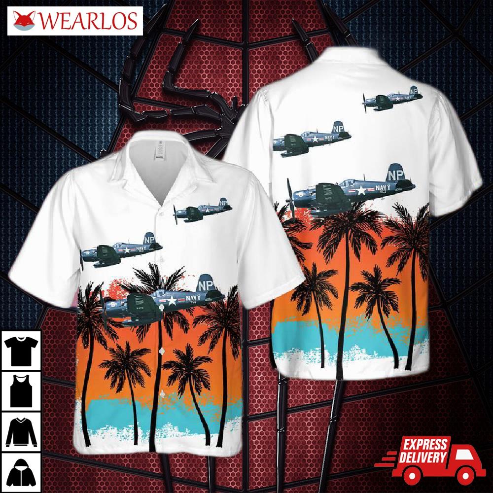 Us Navy F4u-5nl Corsair Hawaiian Shirt