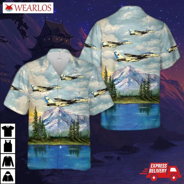 Us Navy Fighter Squadron Two One Three (vf-213), F-14d Tomcat Blacklions Hawaiian Shirt
