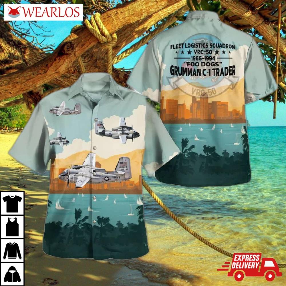 Us Navy Grumman C-1 Trader Of Vrc-50 Foo Dogs Hawaiian Shirt