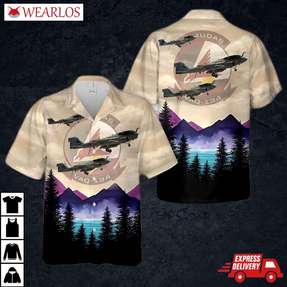Us Navy Grumman Ea-6b Prowler Electronic Attack Squadron 134 (vaq-134) ''garudas'' Hawaiian Shirt