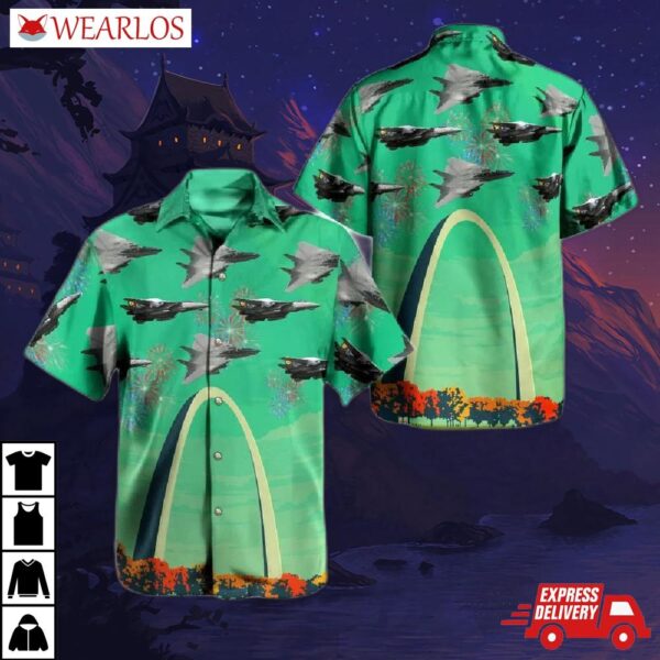 Us Navy Grumman F-14 Tomcat Independence Day Gateway Arch Hawaiian Shirt
