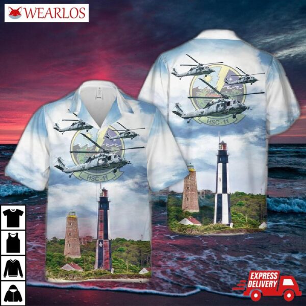 Us Navy Helicopter Sea Combat Squadron Hsc-11 "dragonslayers" Mh-60s Seahawk Hawaiian Shirt