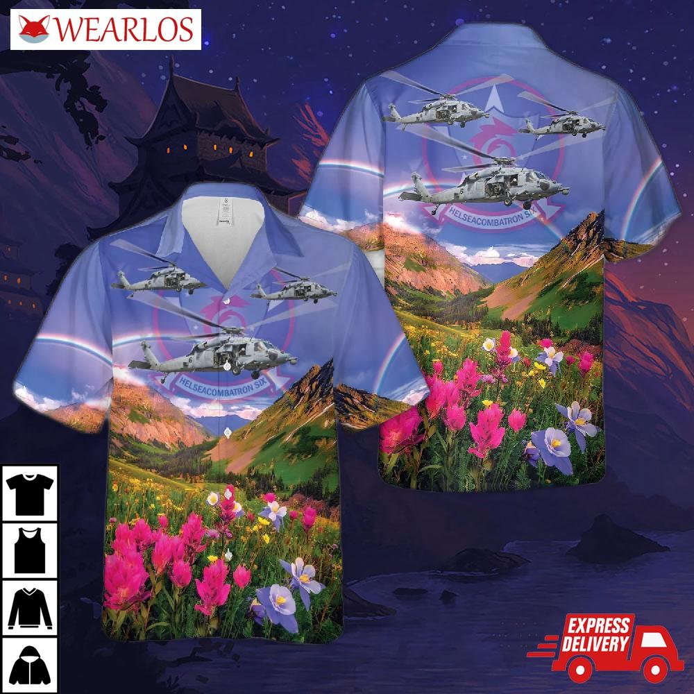 Us Navy Helicopter Sea Combat Squadron Six (hsc-6) Mh-60s Seahawk Hawaiian Shirt