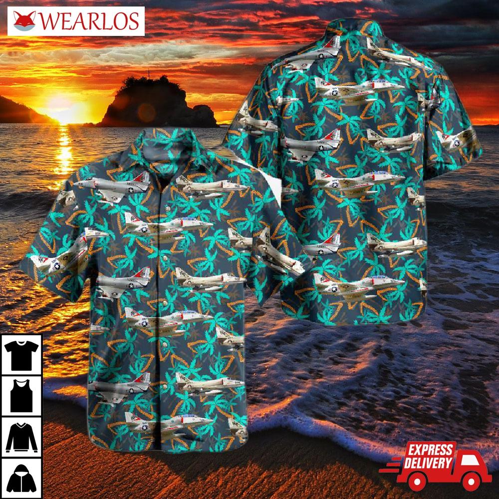 Us Navy Historical Aircraft Douglas A-4 Skyhawk Hawaiian Shirt