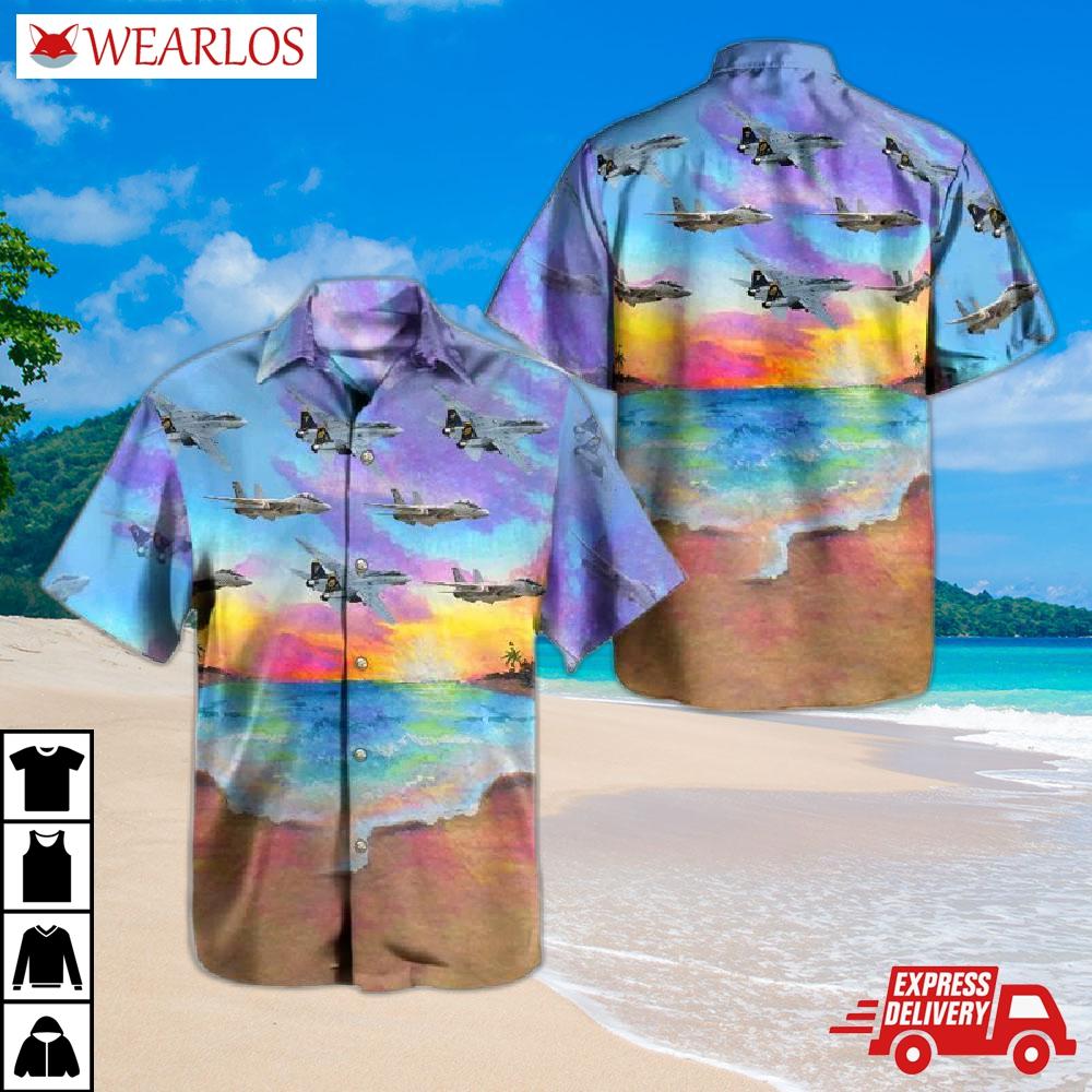 Us Navy Historical Aircraft Grumman F-14 Tomcat Hawaiian Shirt