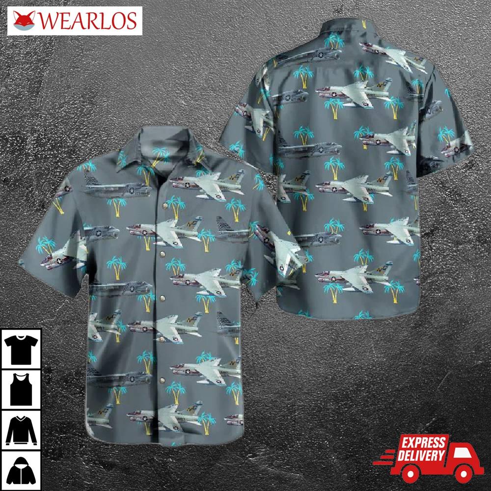 Us Navy Historical Aircraft Ltv A-7 Corsair Ii Hawaiian Shirt