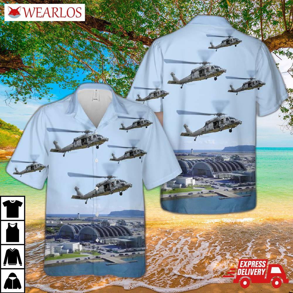 Us Navy Hsc-4 Black Knights Sikorsky Mh-60s Seahawk At Naval Air Station North Island Hawaiian Shirt