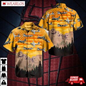Us Navy Lockheed P-2 Neptune Independence Day Mt. Rushmore Hawaiian Shirt