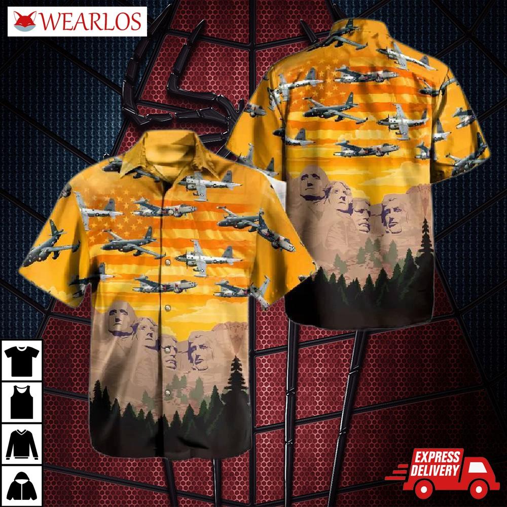 Us Navy Lockheed P-2 Neptune Independence Day Mt. Rushmore Hawaiian Shirt