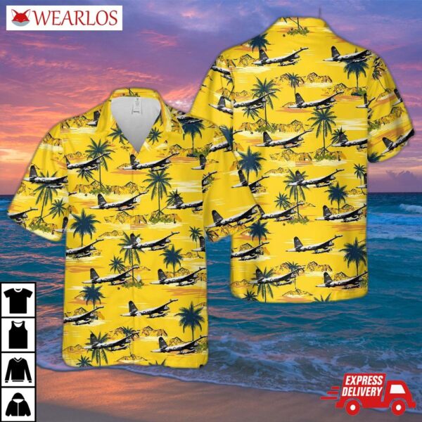 Us Navy Lockheed Sp-2h Neptune (buno 144681, 143172) Form Patrol Squadron 21 (vp-21) "black Jacks" Hawaiian Shirt