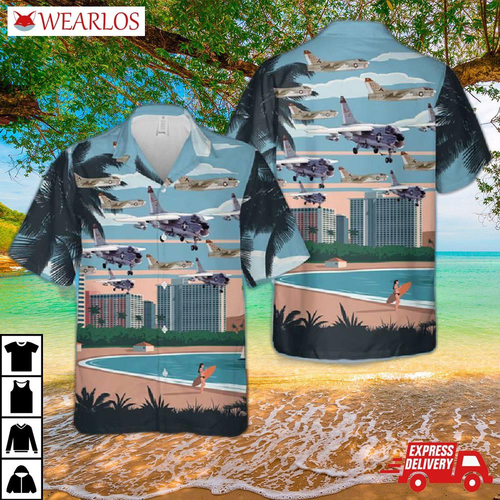 Us Navy Ltv A-7 Corsair Ii Hawaiian Shirt