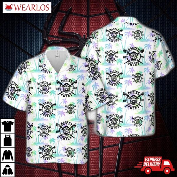 Us Navy Master Chief Crossbones Cross Swords Skull Hawaiian Shirt