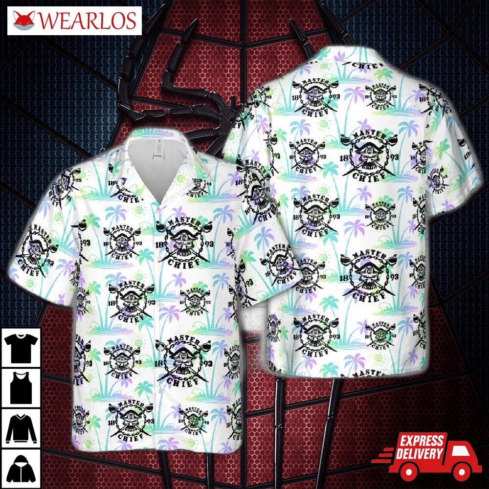 Us Navy Master Chief Crossbones Cross Swords Skull Hawaiian Shirt