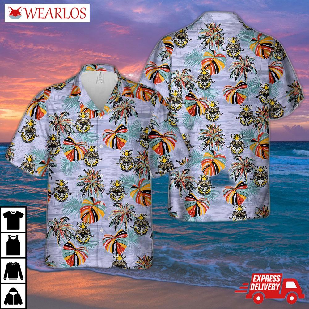 Us Navy Master Chief With Goat Head Anchor Hawaiian Shirt