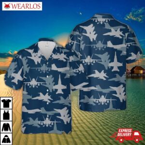 Us Navy Mcdonnell Douglas F/a-18 Hornet Aircraft Silhouettes Hawaiian Shirt