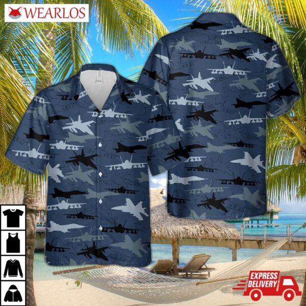 Us Navy Mcdonnell Douglas F/a-18 Hornet Silhouettes Hawaiian Shirt