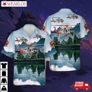 Us Navy Mh-60s "armed Helo" Of Hsc-15 "red Lions" Hawaiian Shirt