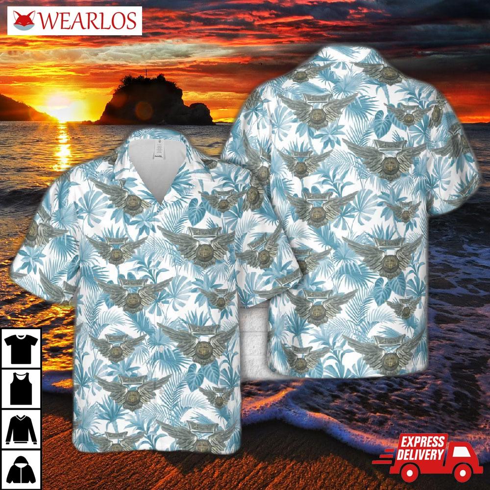 Us Navy Naval Combat Air Crew Wings With Threee Stars Ww2 Hawaiian Shirt
