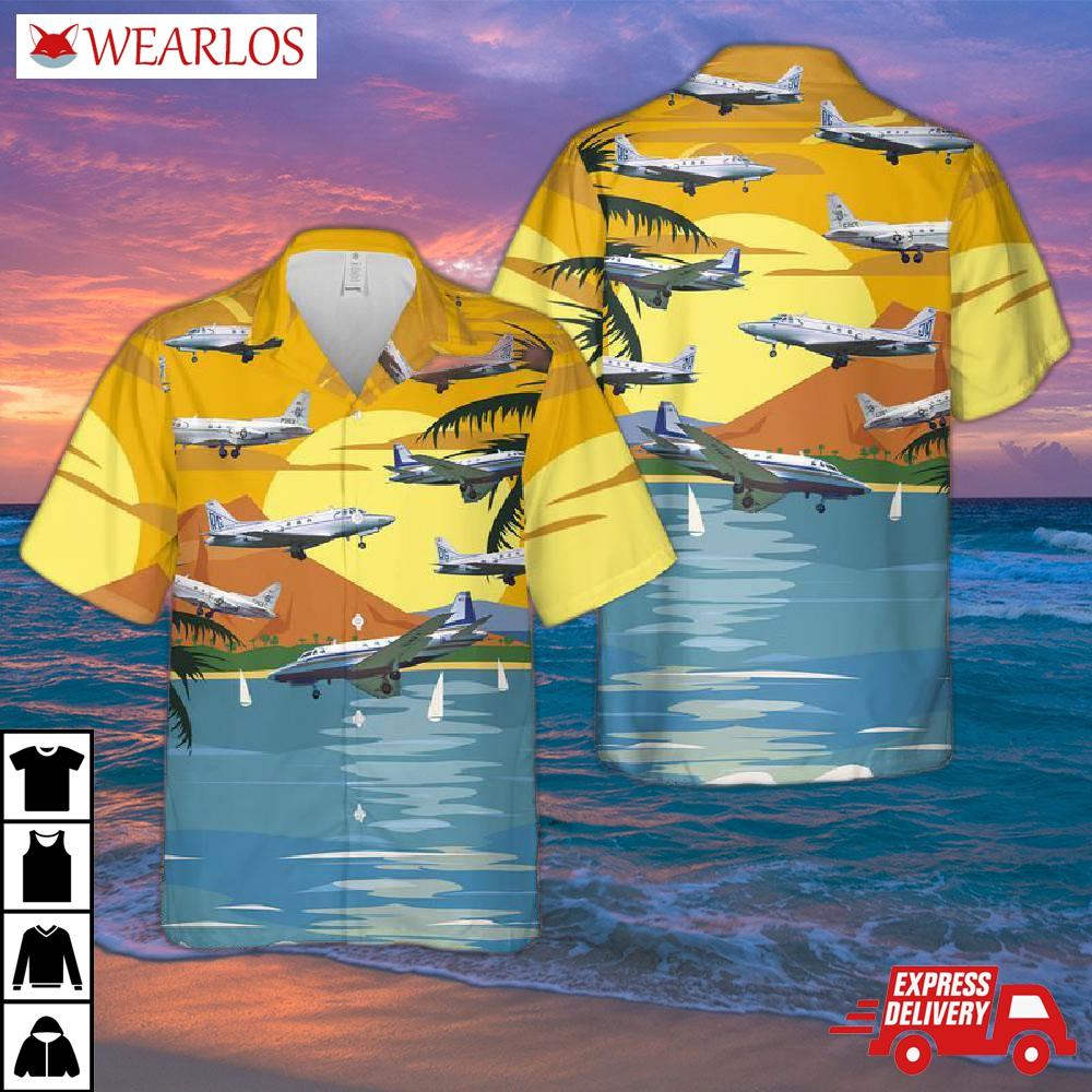 Us Navy North American Sabreliner Ct-39 Vcr-50 Hawaiian Shirt