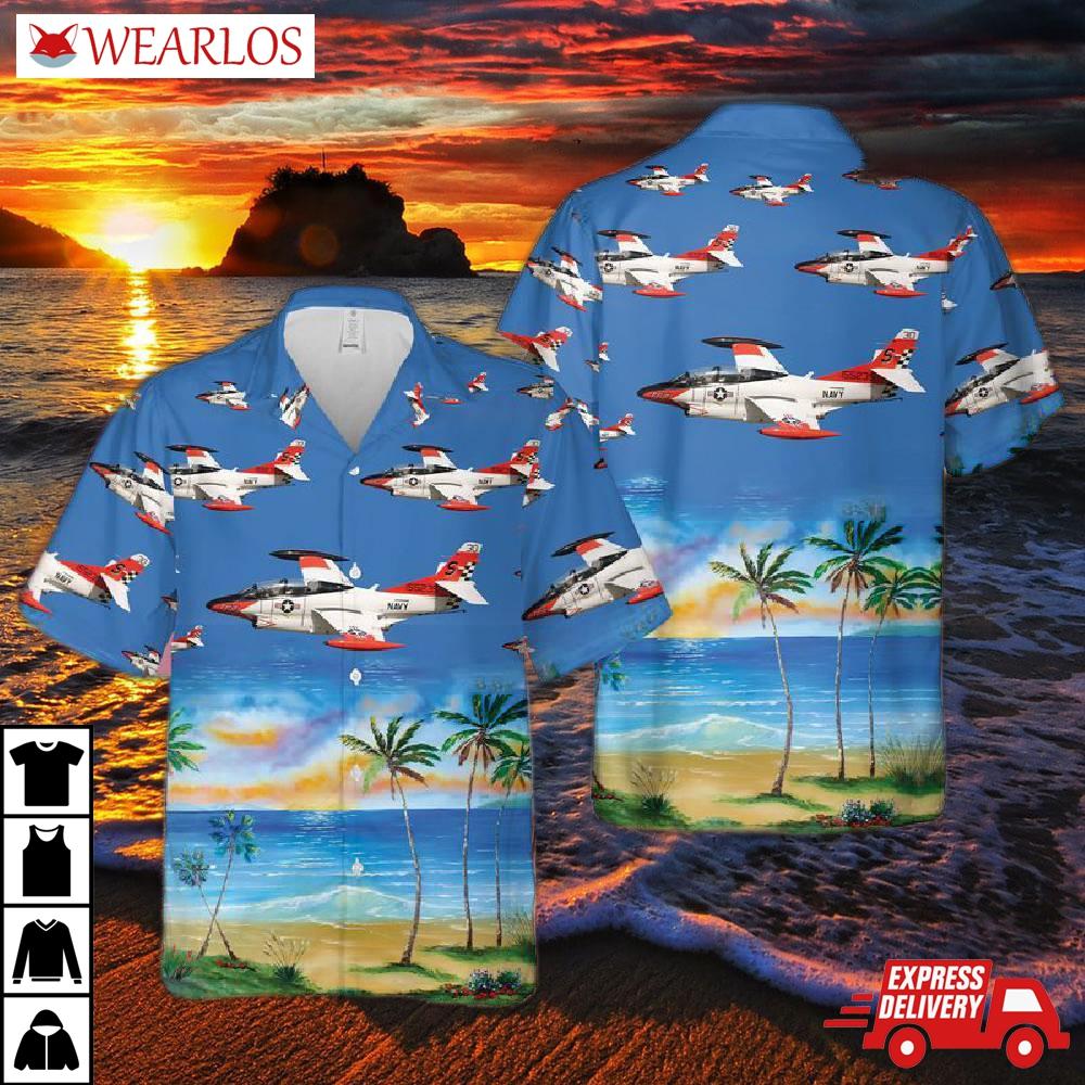 Us Navy North American T-2c Buckeye Hawaiian Shirt