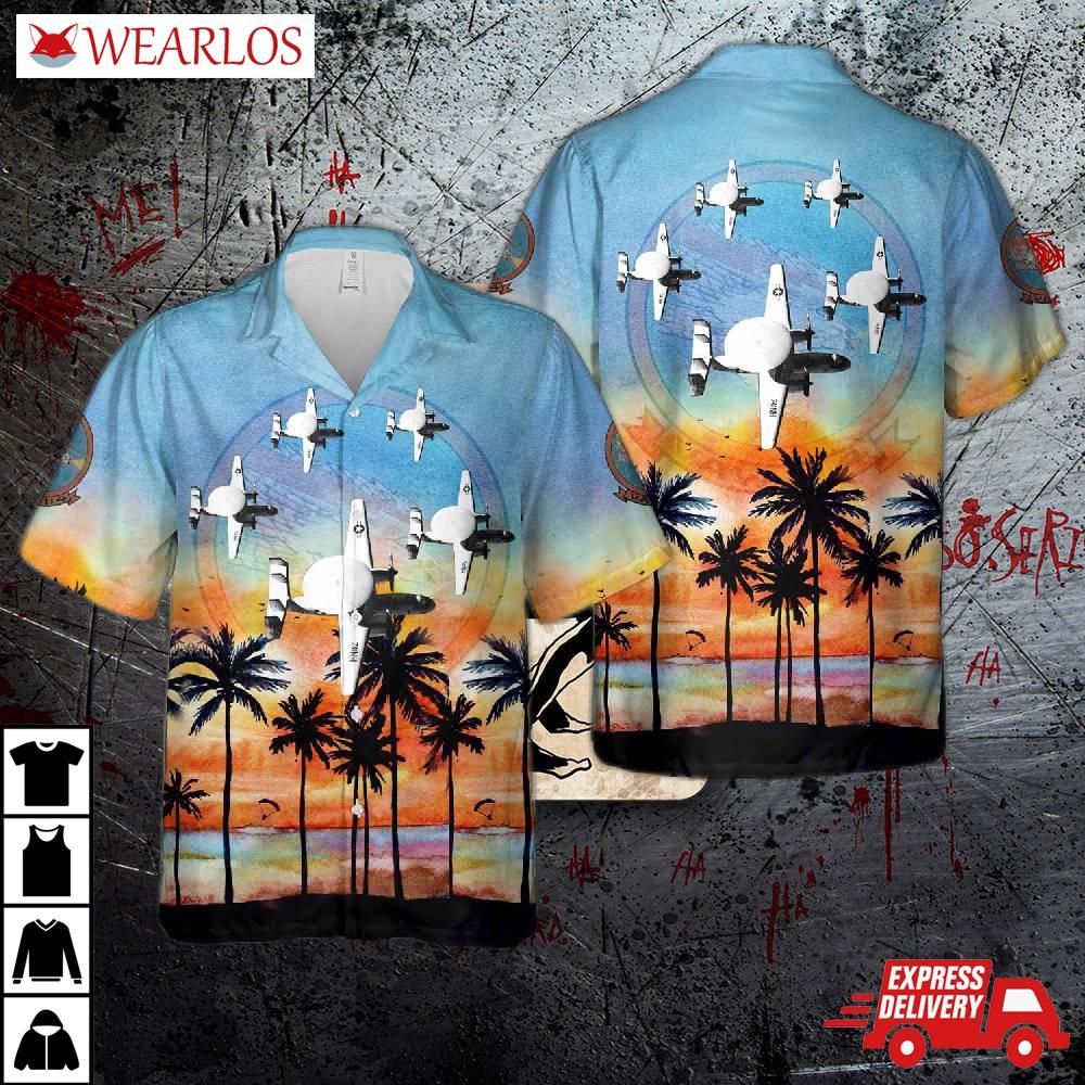 Us Navy Northrop Grumman E-2 Hawkeye 741nh Vaw-114 Hawaiian Shirt