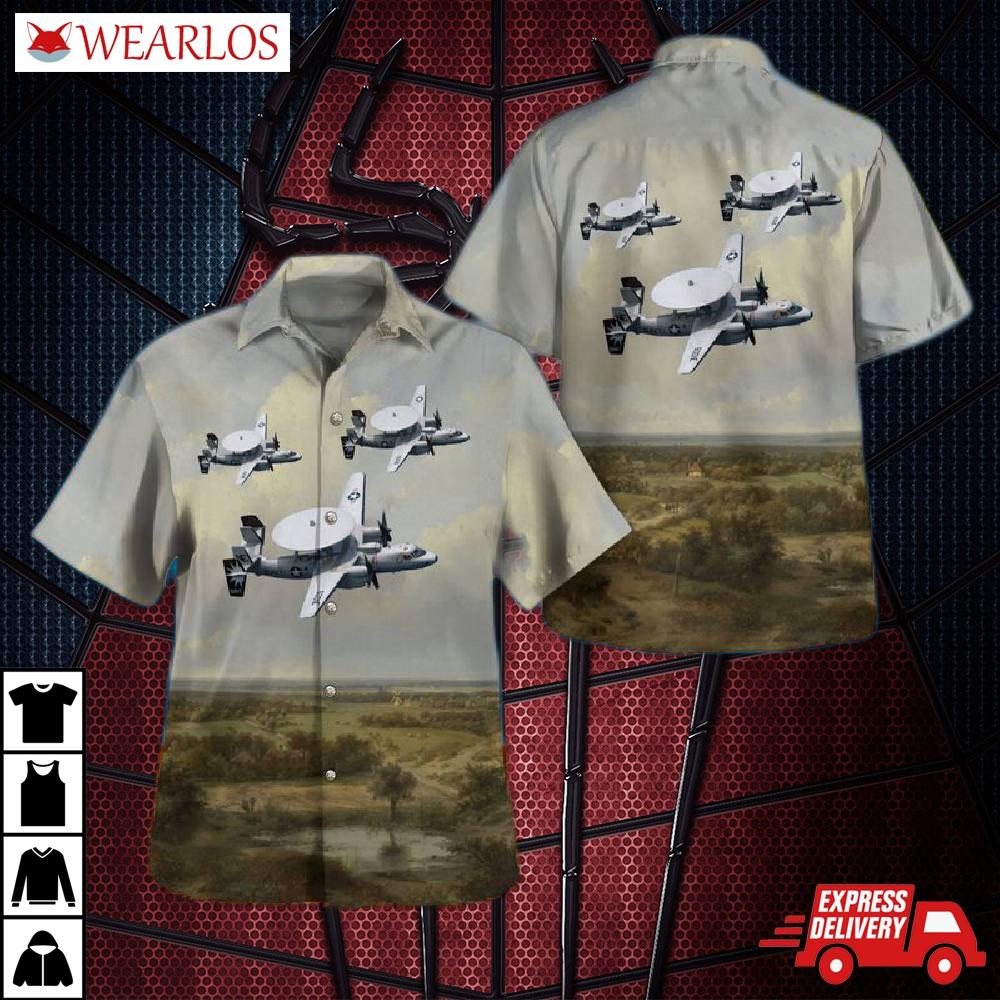 Us Navy Northrop Grumman E-2c Hawkeye Of Airborne Command & Control Squadron 116 (vaw-116),sun Kings Hawaiian Shirt