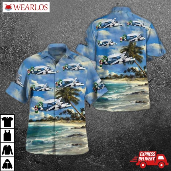 Us Navy Northrop Grumman E-2c Hawkeye Of Carrier Airborne Early Warning Squadron 115 Vaw-115, Liberty Bells Hawaiian Shirt