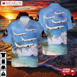 Us Navy P-8a Poseidon Of Patrol Squadron 46 Vp-46 "grey Knights" Hawaiian Shirt