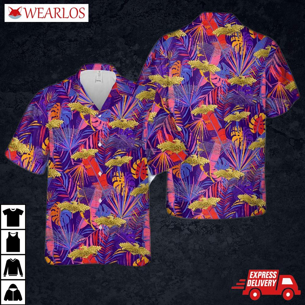 Us Navy Seabee Combat Warfare Specialist (scws) Insignia - Officer Hawaiian Shirt