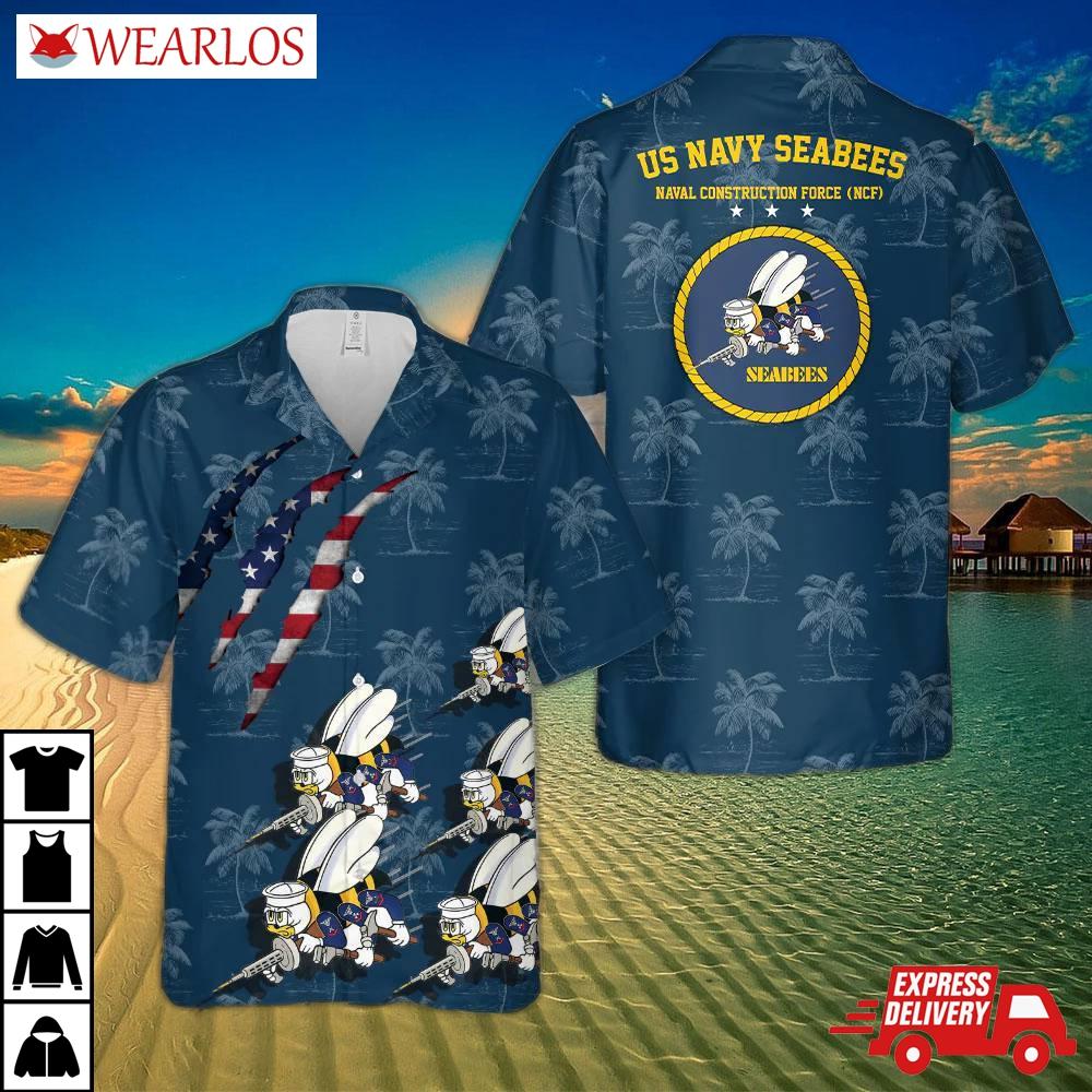 Us Navy Seabees Naval Construction Force (ncf) Hawaiian Shirt