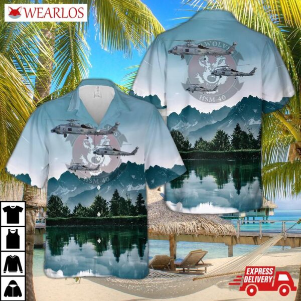 Us Navy Sikorsky Mh-60r Seahawk Of Hsm-40 Airwolves Hawaiian Shirt