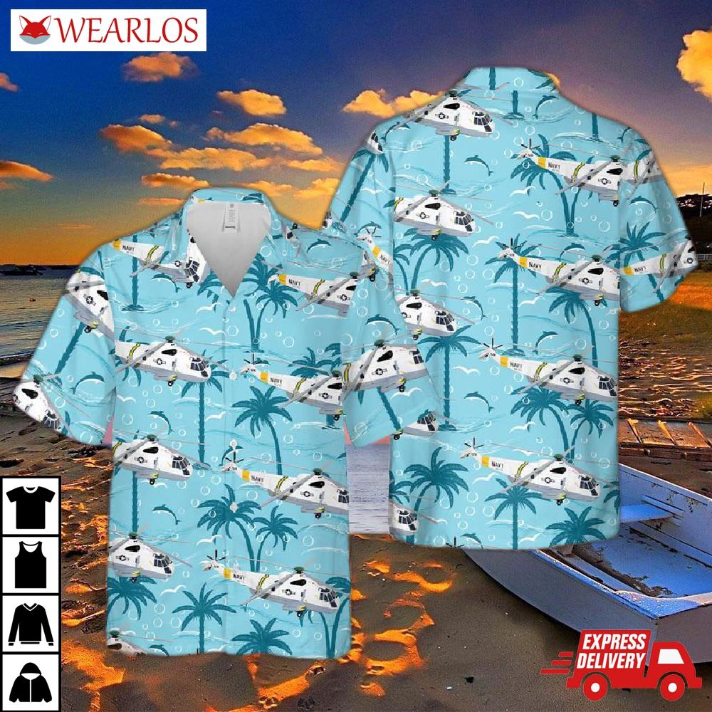 Us Navy Sikorsky Sh-3 Sea King Of Hs-75 Hawaiian Shirt