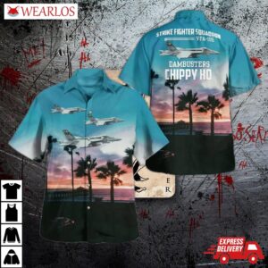 Us Navy Strike Fighter Squadron 195 (vfa-195) Dambusters F/a-18e Super Hornet Hawaiian Shirt