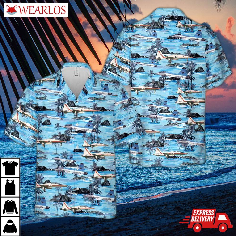 Us Navy United States Naval Test Pilot School Northrop T-38 Talon Hawaiian Shirt