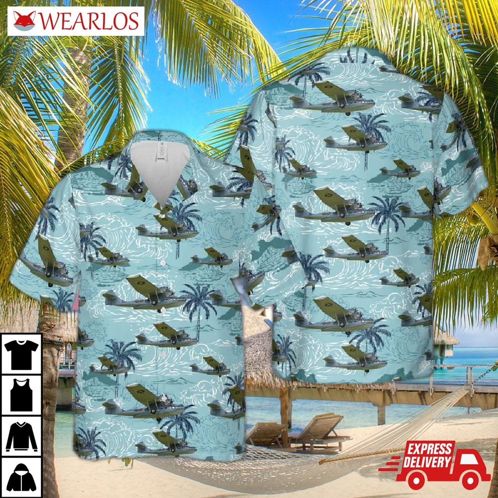 Us Navy (usn) Consolidated Pby-5a Catalina Hawaiian Shirt