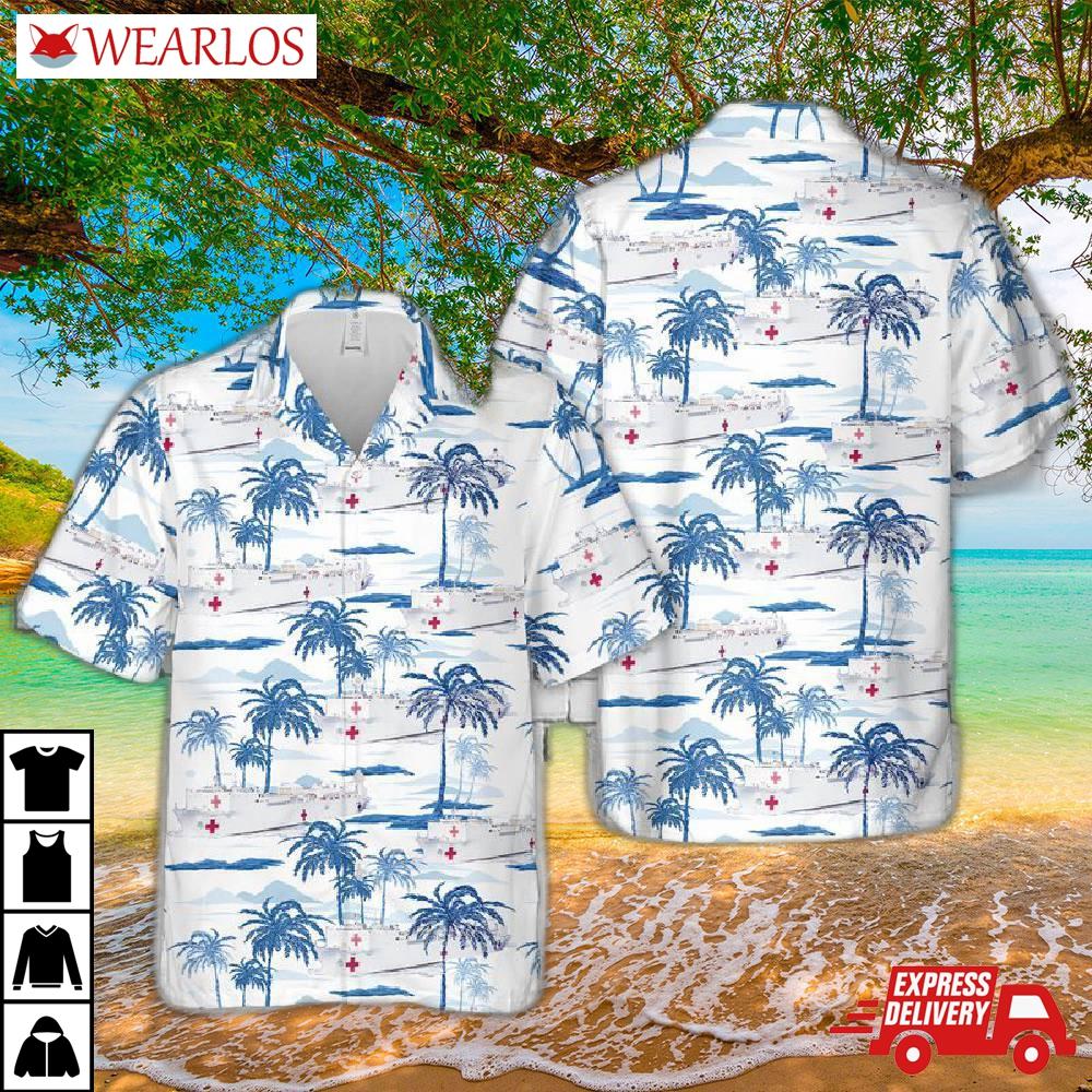 Us Navy Usns Mercy (t-ah-19) Hawaiian Shirt