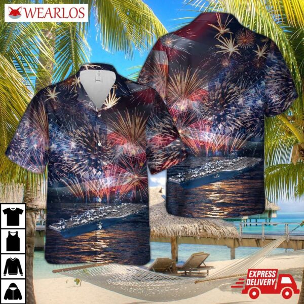 Us Navy Uss Carl Vinson (cvn-70), 4th Of July Hawaiian Shirt