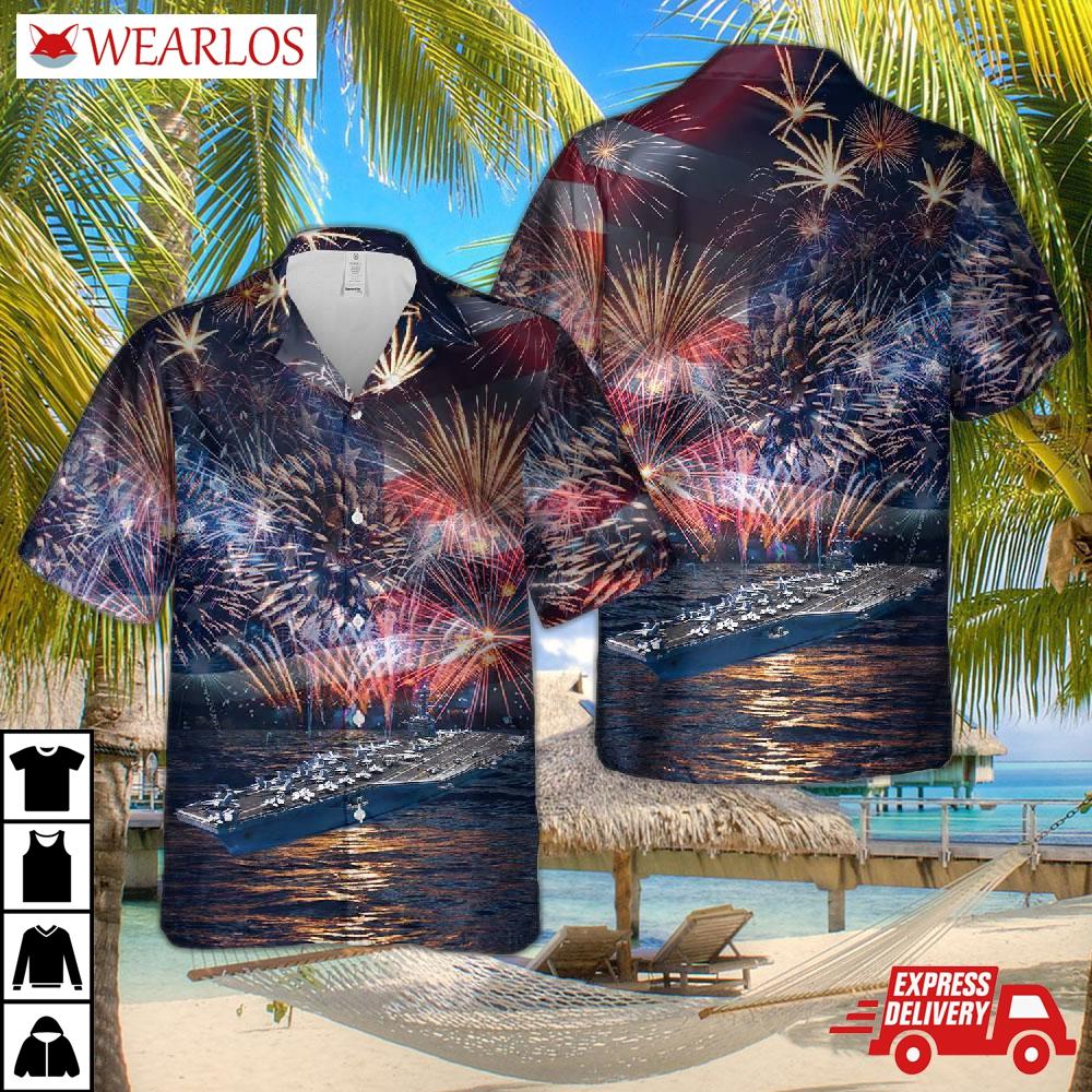 Us Navy Uss Carl Vinson (cvn-70), 4th Of July Hawaiian Shirt
