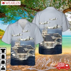 Us Navy Uss Enterprise (cvn-65) And C-2a Greyhound Of Vrc-50 Hawaiian Shirt