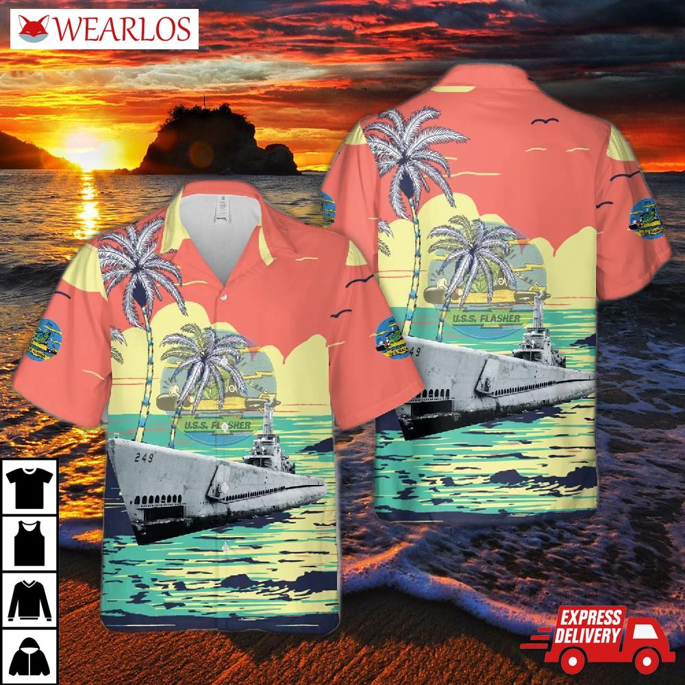 Us Navy Uss Flasher (ss-249) Gato-class Submarine In Wwii Hawaiian Shirt