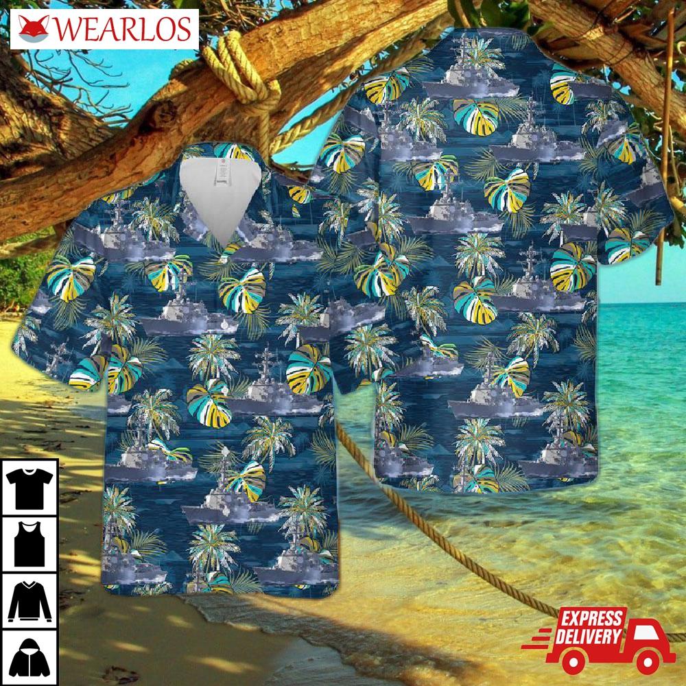 Us Navy Uss Mustin (ddg-89) Arleigh Burke-class Destroyer Hawaiian Shirt