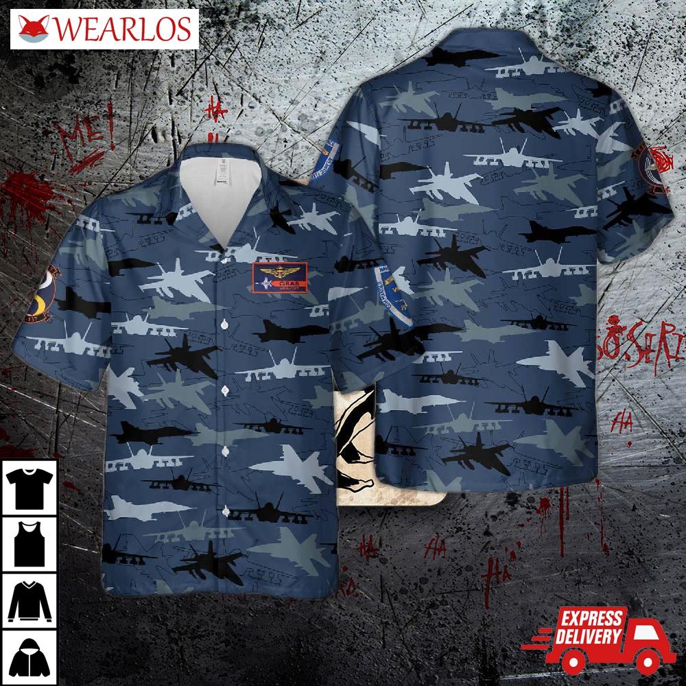 Us Navy Vfa-137 Mcdonnell Douglas F/a-18 Hornet Silhouettes Hawaiian Shirt