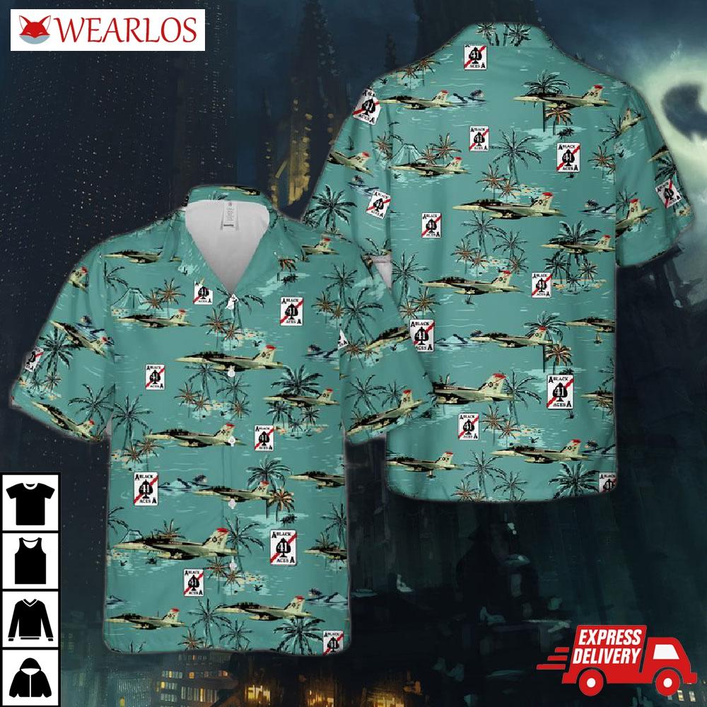 Us Navy Vfa-41 Black Aces F/a-18f Super Hornet Hawaiian Shirt