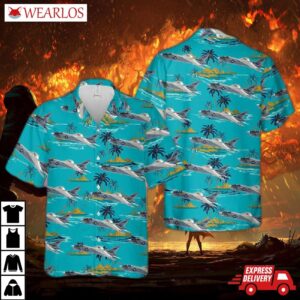 Us Navy Vought F-8j Crusader Of Vf-24 "red Checkertails" Hawaiian Shirt