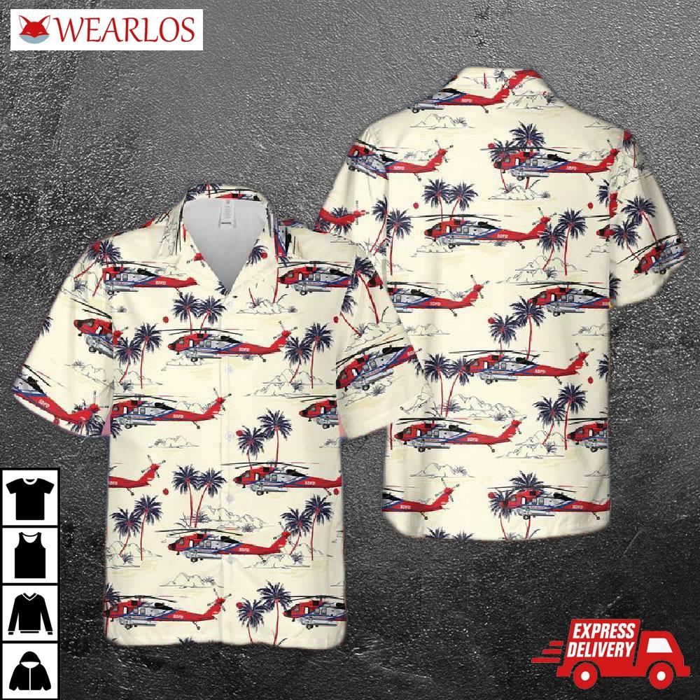 Us San Diego Fire-rescue Helicopter Hawaiian Shirt