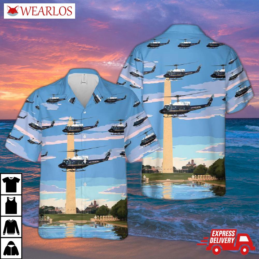 Usaf Bell Uh-1n Twin Huey Of The 1st Helicopter Squadron Hawaiian Shirt