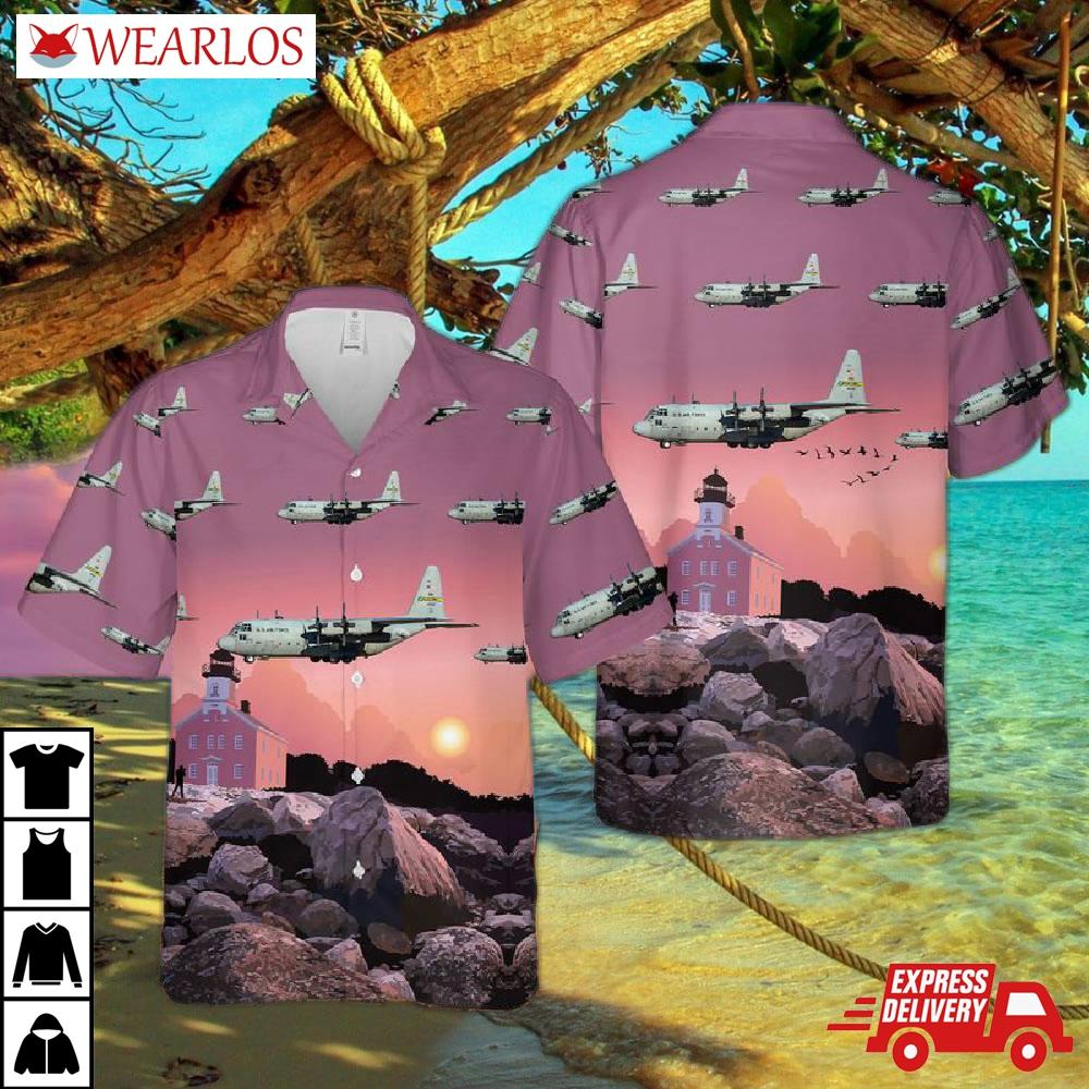 Usaf Connecticut Air National Guard 118th Airlift Squadron C-130h Hercules Hawaiian Shirt