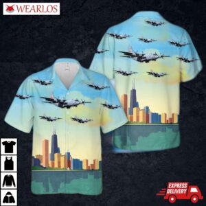 Usaf Illinois Air National Guard 169th Airlift Squadron Lockheed C-130h3 Hercules Hawaiian Shirt